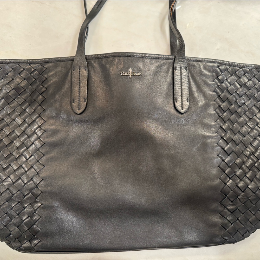 Cole Haan Black Woven Tote Bag
